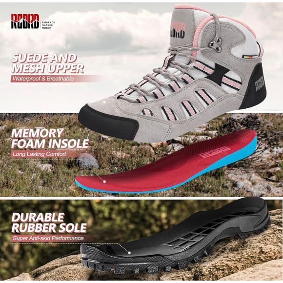 R CORD Womens Waterproof Breathable Non-slip Hiking Boot for Outdoors - Picture 4 of 6